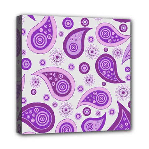 Retro Paisley Purple Mini Canvas 8  X 8  (stretched) by snowwhitegirl