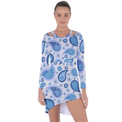 Retro Paisley Blue Asymmetric Cut-out Shift Dress by snowwhitegirl