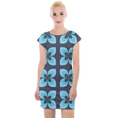 Retro Flower Blue Cap Sleeve Bodycon Dress by snowwhitegirl