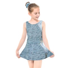 Vintage Hot Air Balloon Lettter Kids  Skater Dress Swimsuit by snowwhitegirl