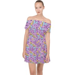 Paisley Lilac Sundaes Off Shoulder Chiffon Dress by snowwhitegirl