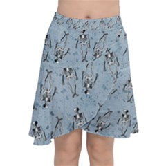 Skeleton Blue Background Chiffon Wrap Front Skirt by snowwhitegirl