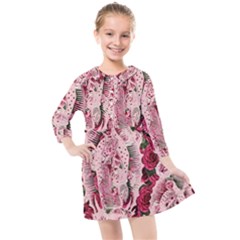 Guadalupe Roses Kids  Quarter Sleeve Shirt Dress by snowwhitegirl