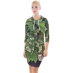 Garden Of The Phoenix  Quarter Sleeve Hood Bodycon Dress by Riverwoman