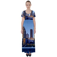 Columbus Skyline High Waist Short Sleeve Maxi Dress by Riverwoman