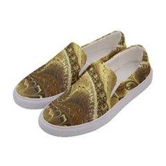 Fractal Golden Background Aesthetic Women s Canvas Slip Ons by Pakrebo