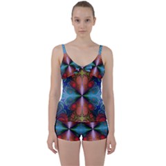 Fractal Fractal Background Design Tie Front Two Piece Tankini