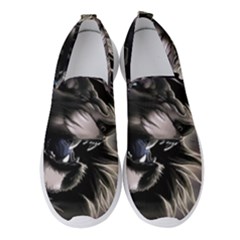 Angry Lion Digital Art Hd Women s Slip On Sneakers by Sudhe