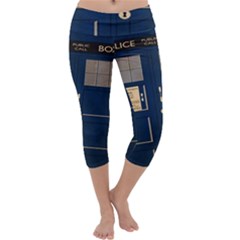 Tardis Poster Capri Yoga Leggings by Sudhe