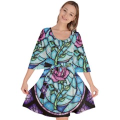 Cathedral Rosette Stained Glass Beauty And The Beast Velour Kimono Dress by Sudhe