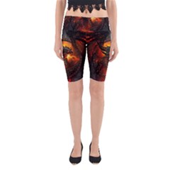 Dragon Legend Art Fire Digital Fantasy Yoga Cropped Leggings by Sudhe