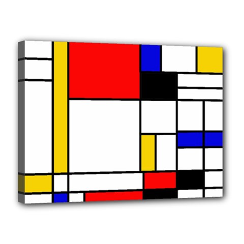 Bauhouse Mondrian Style Canvas 16  X 12  (stretched) by lucia