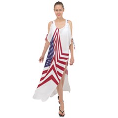 A Star With An American Flag Pattern Maxi Chiffon Cover Up Dress by Sudhe