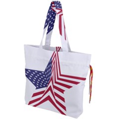 A Star With An American Flag Pattern Drawstring Tote Bag by Sudhe