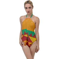 Burger Bread Food Cheese Vegetable Go With The Flow One Piece Swimsuit by Sudhe