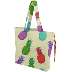 Colorful Pineapples Wallpaper Background Drawstring Tote Bag by Sudhe