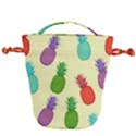 Colorful Pineapples Wallpaper Background Drawstring Bucket Bag View2