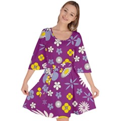 Floral Flowers Velour Kimono Dress by Sudhe