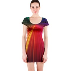 Background Color Colorful Rings Short Sleeve Bodycon Dress by Sudhe