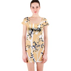 Floral Pattern Background Short Sleeve Bodycon Dress by Sudhe