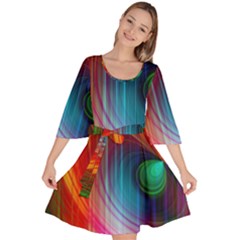 Background Color Colorful Rings Velour Kimono Dress by Sudhe