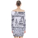 Line Art Architecture Church Long Sleeve Off Shoulder Dress View2