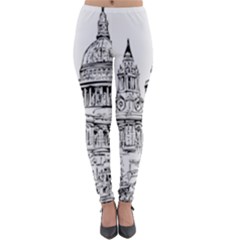 Line Art Architecture Church Lightweight Velour Leggings by Sudhe