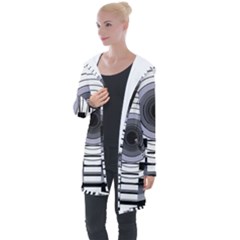 Glass Illustration Technology Longline Hooded Cardigan by Sudhe