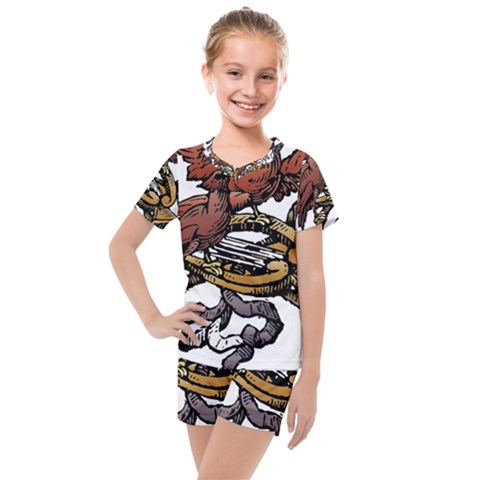 Transparent Background Bird Kids  Mesh Tee And Shorts Set by Sudhe