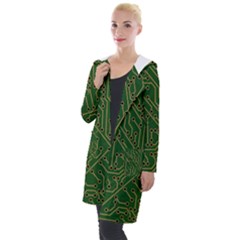 Circuit Board Electronics Draft Hooded Pocket Cardigan by Pakrebo