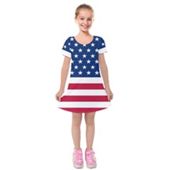 American Flag Kids  Short Sleeve Velvet Dress by Valentinaart