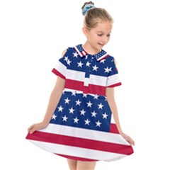 American Flag Kids  Short Sleeve Shirt Dress by Valentinaart