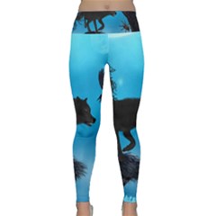 Awesome Black Wolf With Crow And Spider Lightweight Velour Classic Yoga Leggings by FantasyWorld7