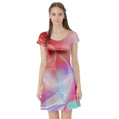 Background Nebulous Fog Rings Short Sleeve Skater Dress by Pakrebo