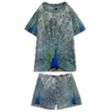 Peacock Bird Animal Feather Kids  Swim Tee and Shorts Set View1