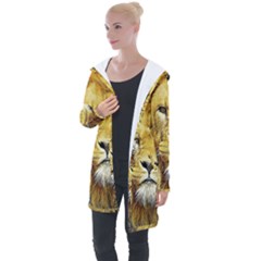 Lion Lioness Wildlife Hunter Longline Hooded Cardigan by Pakrebo