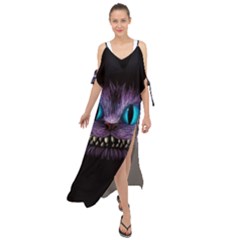 Cheshire Cat Animation Maxi Chiffon Cover Up Dress by Sudhe