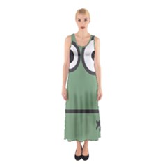 Cartoon Cute Frankenstein Halloween Sleeveless Maxi Dress by Sudhe