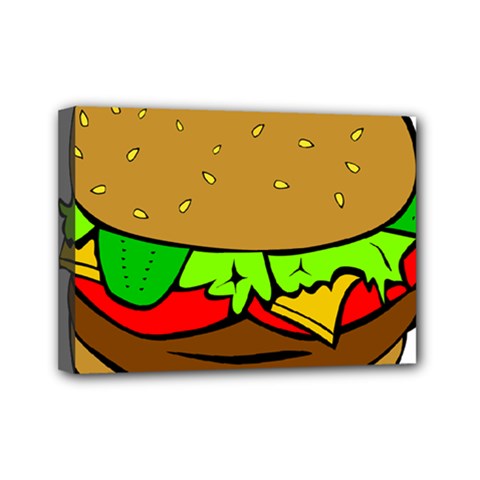 Hamburger Cheeseburger Fast Food Mini Canvas 7  X 5  (stretched) by Sudhe