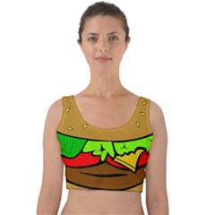 Hamburger Cheeseburger Fast Food Velvet Crop Top by Sudhe