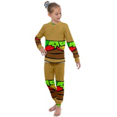 Hamburger Cheeseburger Fast Food Kids  Long Sleeve Set  by Sudhe