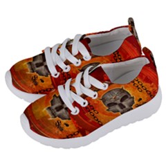 Awesome Skull With Celtic Knot With Fire On The Background Kids  Lightweight Sports Shoes by FantasyWorld7