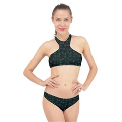 St Patricks Day Pattern High Neck Bikini Set by Valentinaart