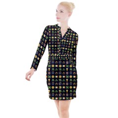 St Patricks Day Pattern Button Long Sleeve Dress by Valentinaart