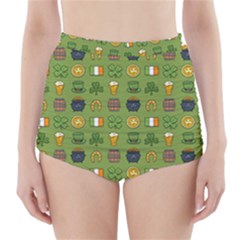 St Patricks Day Pattern High-waisted Bikini Bottoms by Valentinaart