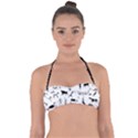 Petroglyph Runic Cavemen Nordic Black Paleo Drawings Pattern Halter Bandeau Bikini Top View1