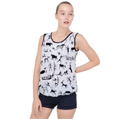 Petroglyph Runic Cavemen Nordic Black Paleo Drawings Pattern Bubble Hem Chiffon Tank Top by snek