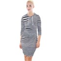 Retro Psychedelic Waves pattern 80s Black and White Quarter Sleeve Hood Bodycon Dress View1