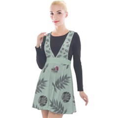 Tropical Pattern Plunge Pinafore Velour Dress by LoolyElzayat