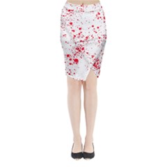 Red And White Splatter Abstract Print Midi Wrap Pencil Skirt by dflcprintsclothing